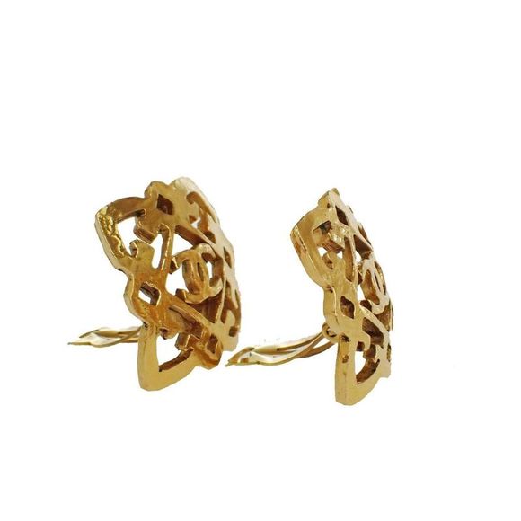 Pre Loved Chanel Gold Square Cutout Earrings Women - Picture 3 of 8